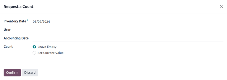 请求库存调整页面的盘点弹出窗口。