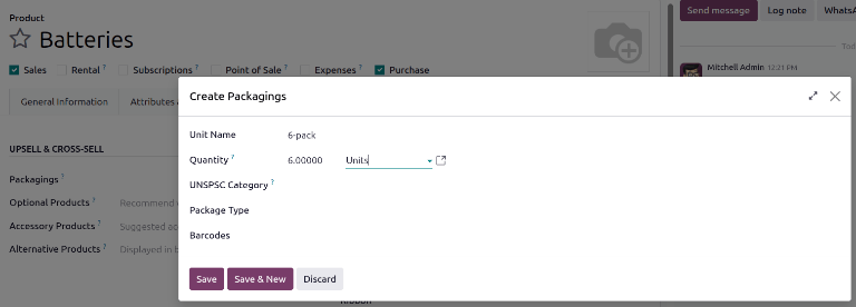 在创建包装框中创建新的包装。