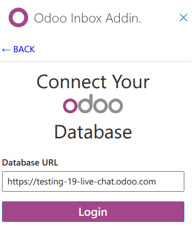 输入 Odoo 数据库 URL