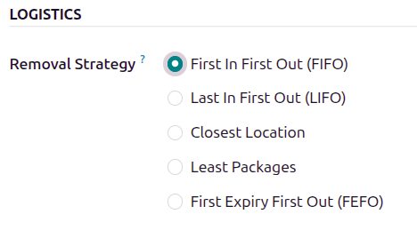 设置位置下架策略为先进先出 (FIFO)。