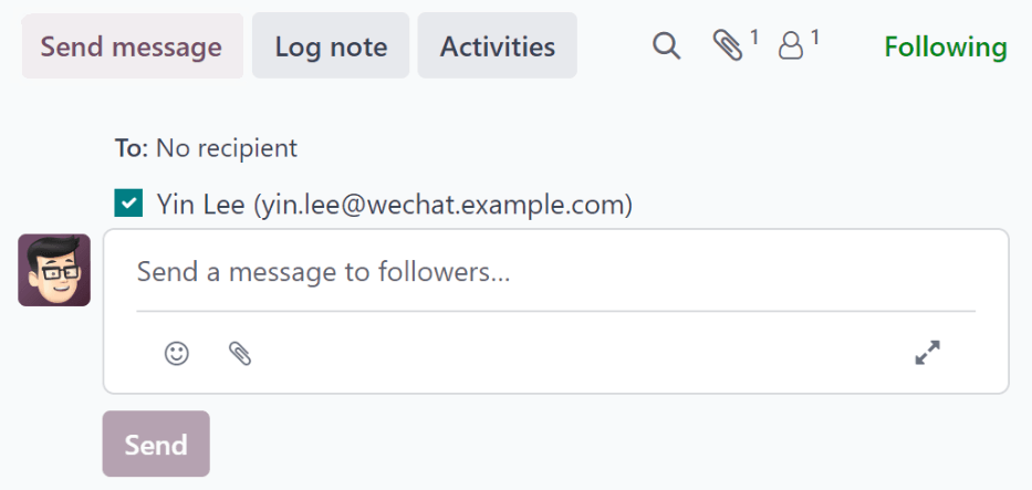 从沟通栏发送电子邮件。