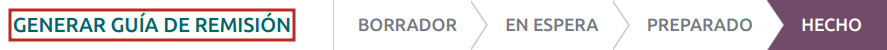 在“完成”阶段的转移表上点击 Generar Guia de Remision 按钮。