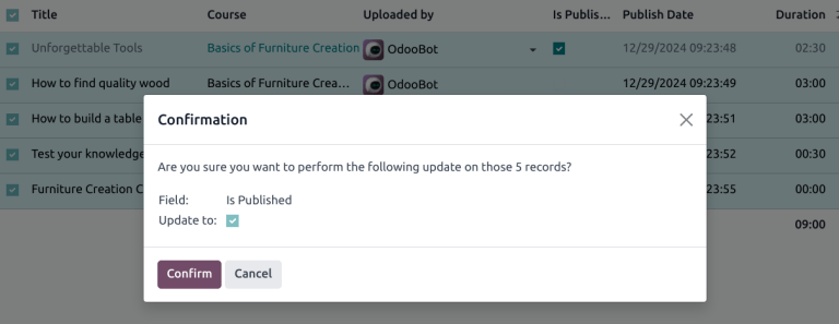 视图：Odoo 服务台后端正在发布的课程