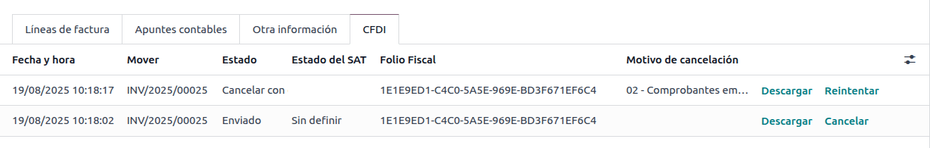 具有 CFDI 来源的旧发票。