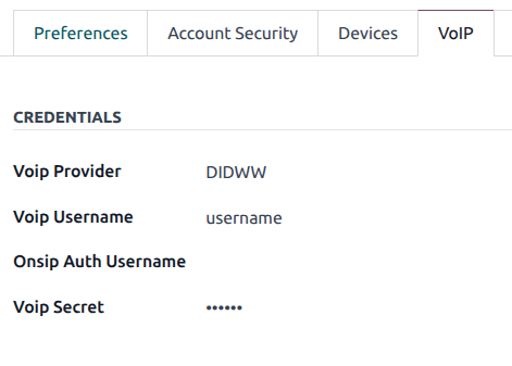 DIDWW provider, username, and secret credentials entered.