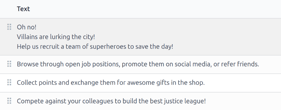 列表中的入职培训幻灯片，拖放箭头突出显示。