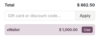 结账时可选择礼品卡和电子钱包