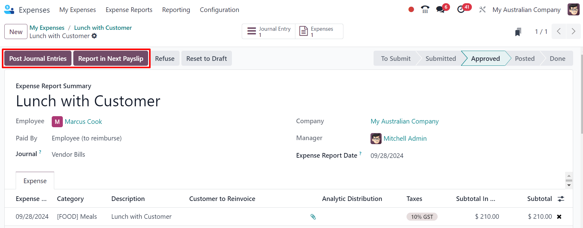 报销费用的两种方式。