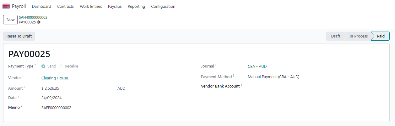 养老金文件付款示例。