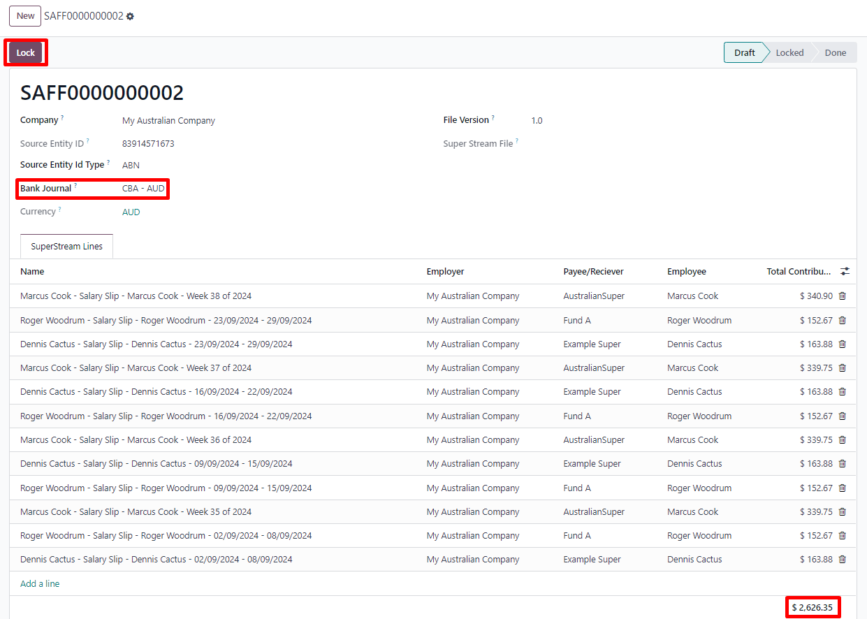 养老金文件示例。
