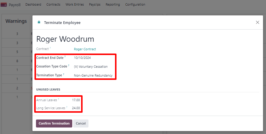 终止雇员合同。