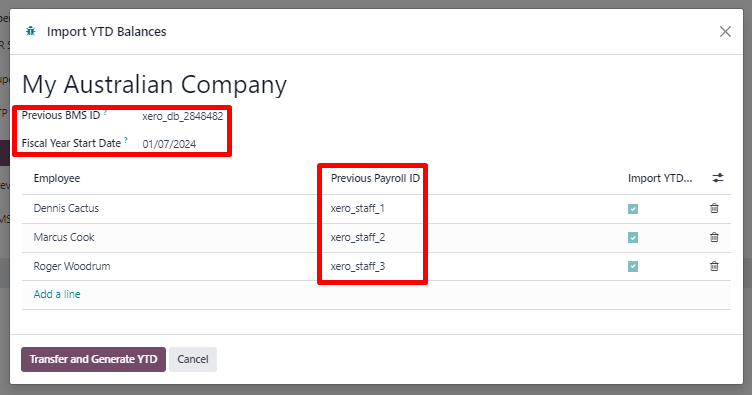 导入 YTD 余额。