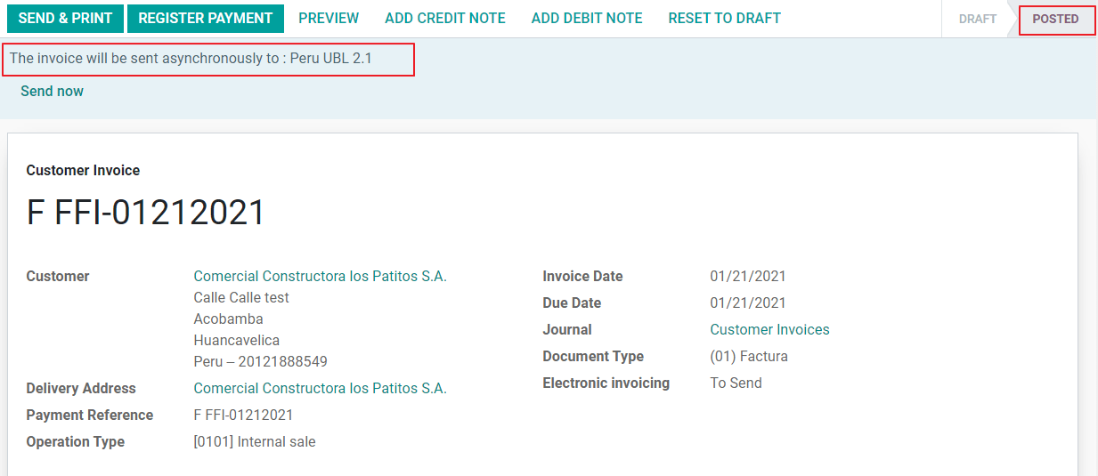 发送蓝色 EDI 发票。