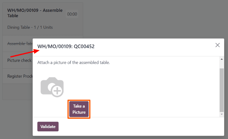 车间模块中的拍照检查。