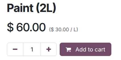 产品页面上的单位定价。