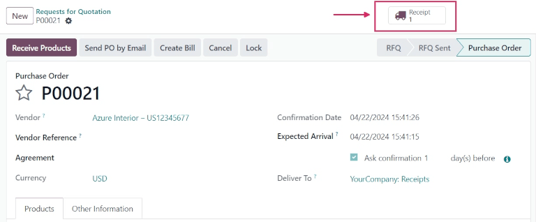 确认订购单后，会出现一个智能收货按钮。