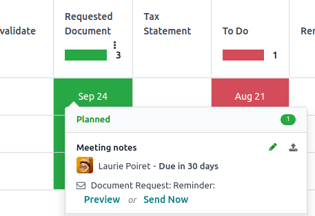Send a reminder email from the Activity view