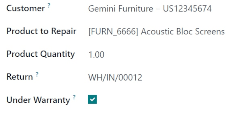 空白维修订单表单的左侧。
