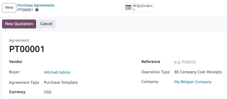 RFQ智能按键，用于采购模板