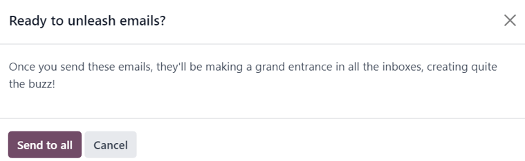 点击电子邮件表单上的发送按钮时的弹窗视图。