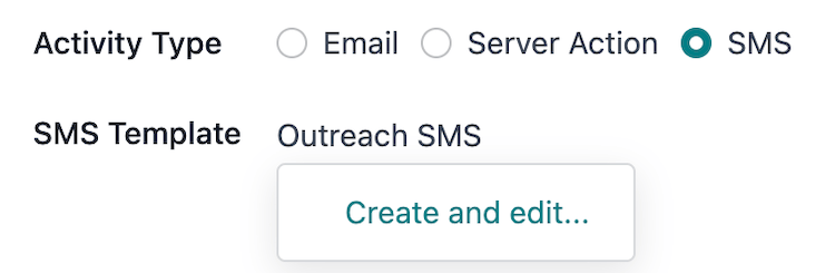 弹出窗口中的创建和编辑电子邮件下拉选项。