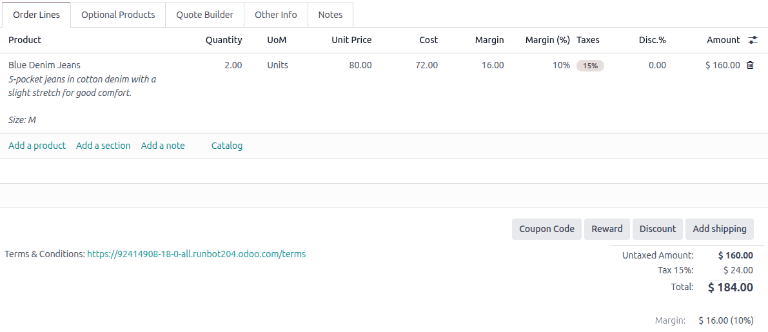 销售订单有毛利字段在底部。
