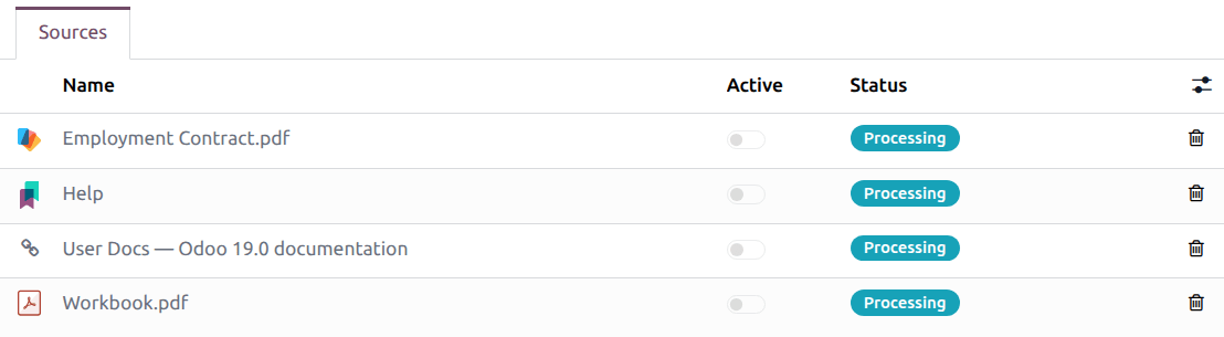 助手的来源列表，每个来源都标明了其格式。