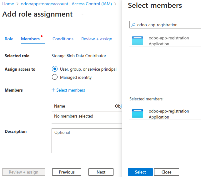 Adding a member to a container