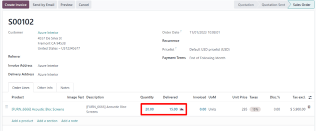 原始销售订单将更新 “已发货” 数量，在完成退货后。