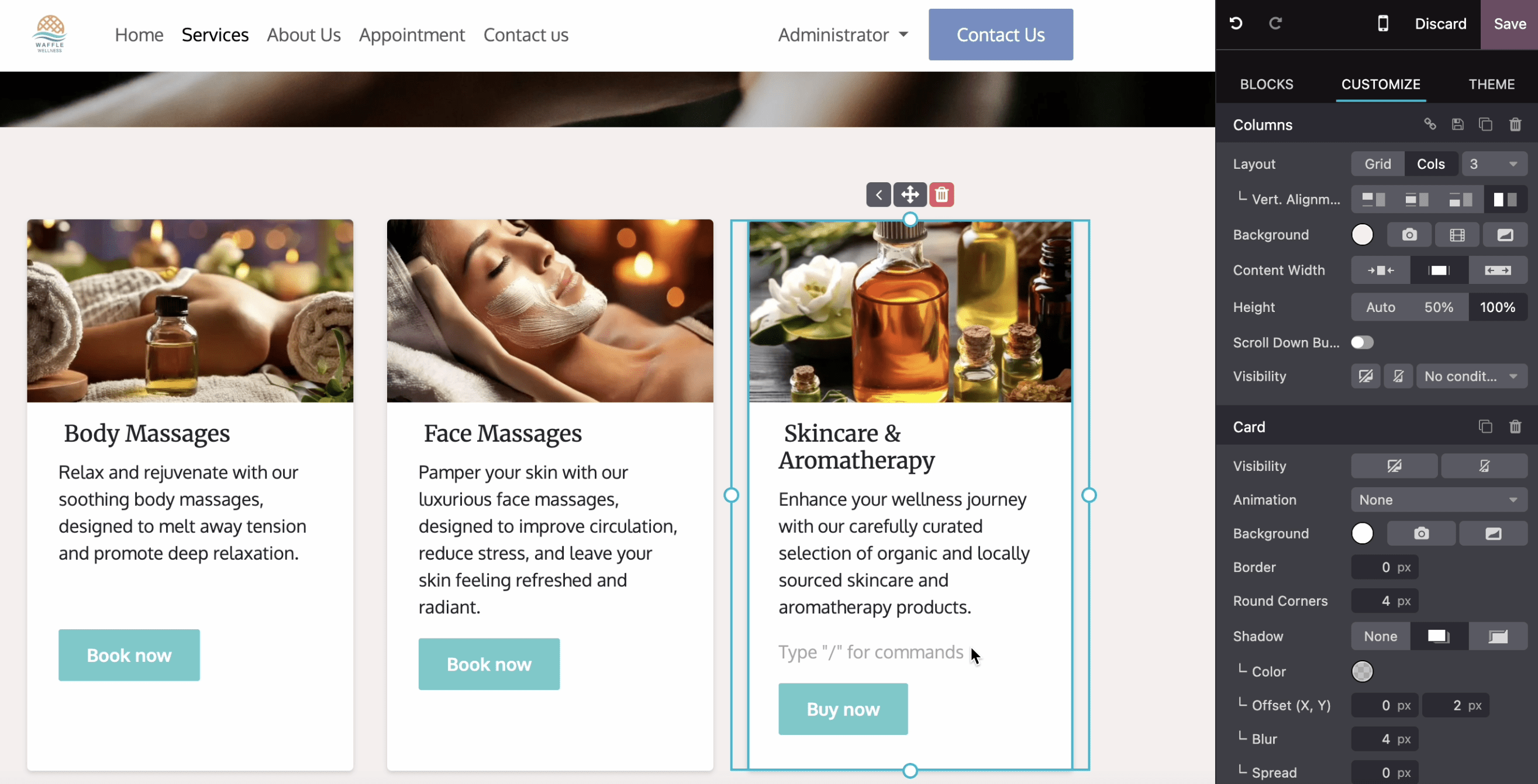 输入 / 添加网站元素。