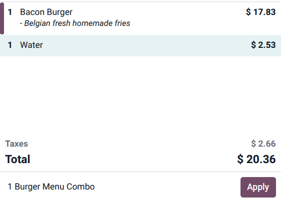 Combo automatically detected in the POS register.
