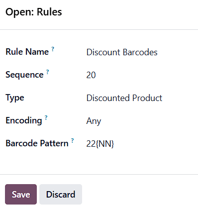 discount tags nomenclature setting form