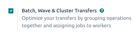 Enable the batch transfers in Inventory Settings.
