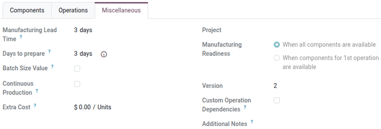 View current BOM version in the Miscellaneous tab.