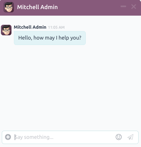 The live chat window with a purple channel header and placeholder text.