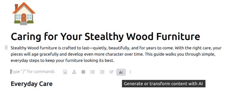 A knowledge article with the AI improve text option visible.