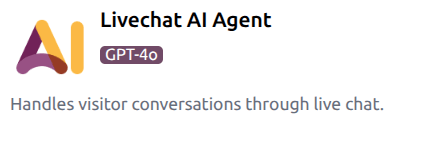 The preconfigured AI Live Chat agent in the AI app.