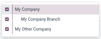 Selecting the main company and activating others.
