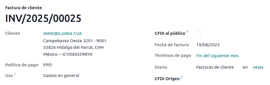 Example of an invoice with the PPD requirements.
