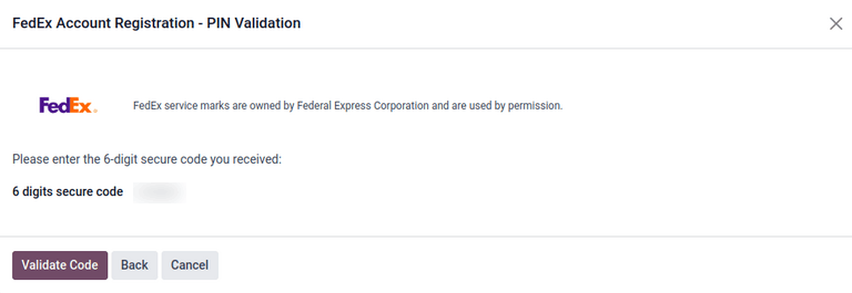A completed PIN Validation form.