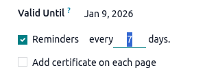 Set the number of days between reminders