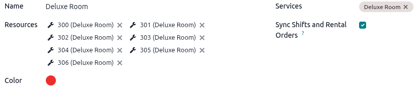 Example of a configured Role page for the Deluxe Room in the Rental app.