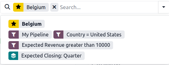 Previous executed searches available via search bar