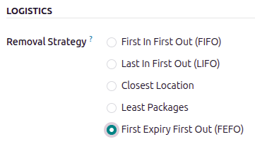 Set First Expiry First Out as the location removal strategy.