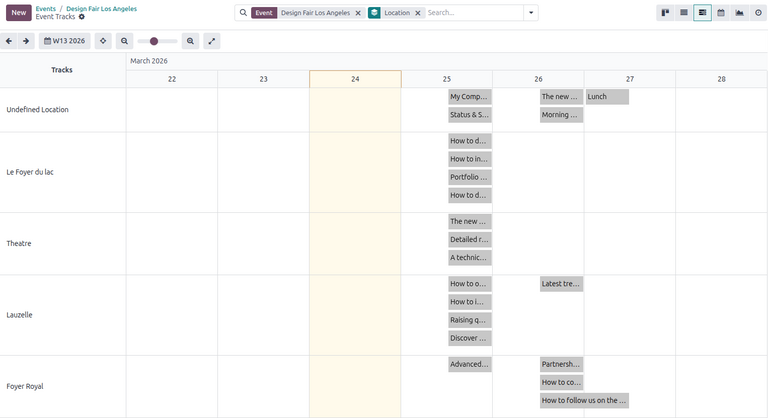 Gantt view in the events tracks page for an event.