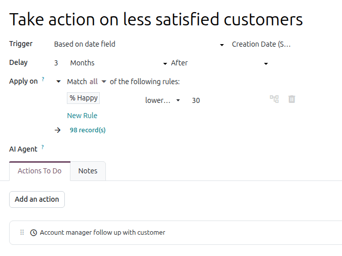 Example of an automation rule on the Subscription model