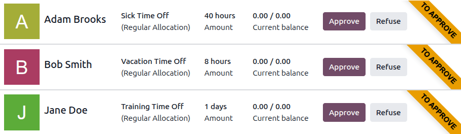 分配仪表板显示未批准的分配请求。