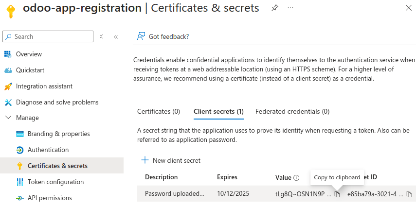 向 Microsoft Azure 应用添加密码