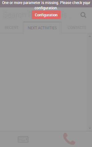 *Odoo 电话* 小部件中的缺少参数消息。