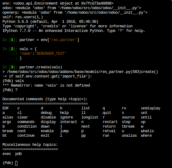 在 Odoo.sh Shell 中运行的 pdb